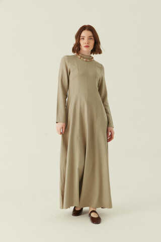 Panel Seam Tencel Dress – Soft Khaki - 6