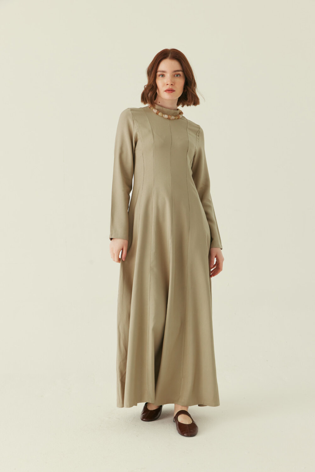 Panel Seam Tencel Dress – Soft Khaki - 6