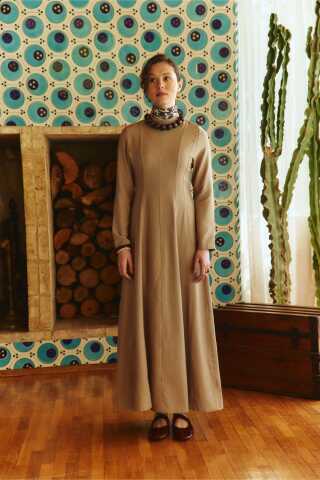 Panel Seam Tencel Dress – Soft Khaki - 2