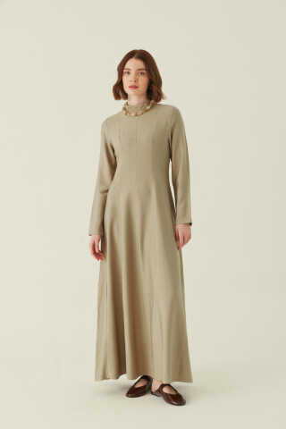 Panel Seam Tencel Dress – Soft Khaki - 7