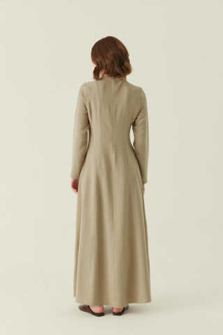 Panel Seam Tencel Dress – Soft Khaki - 3