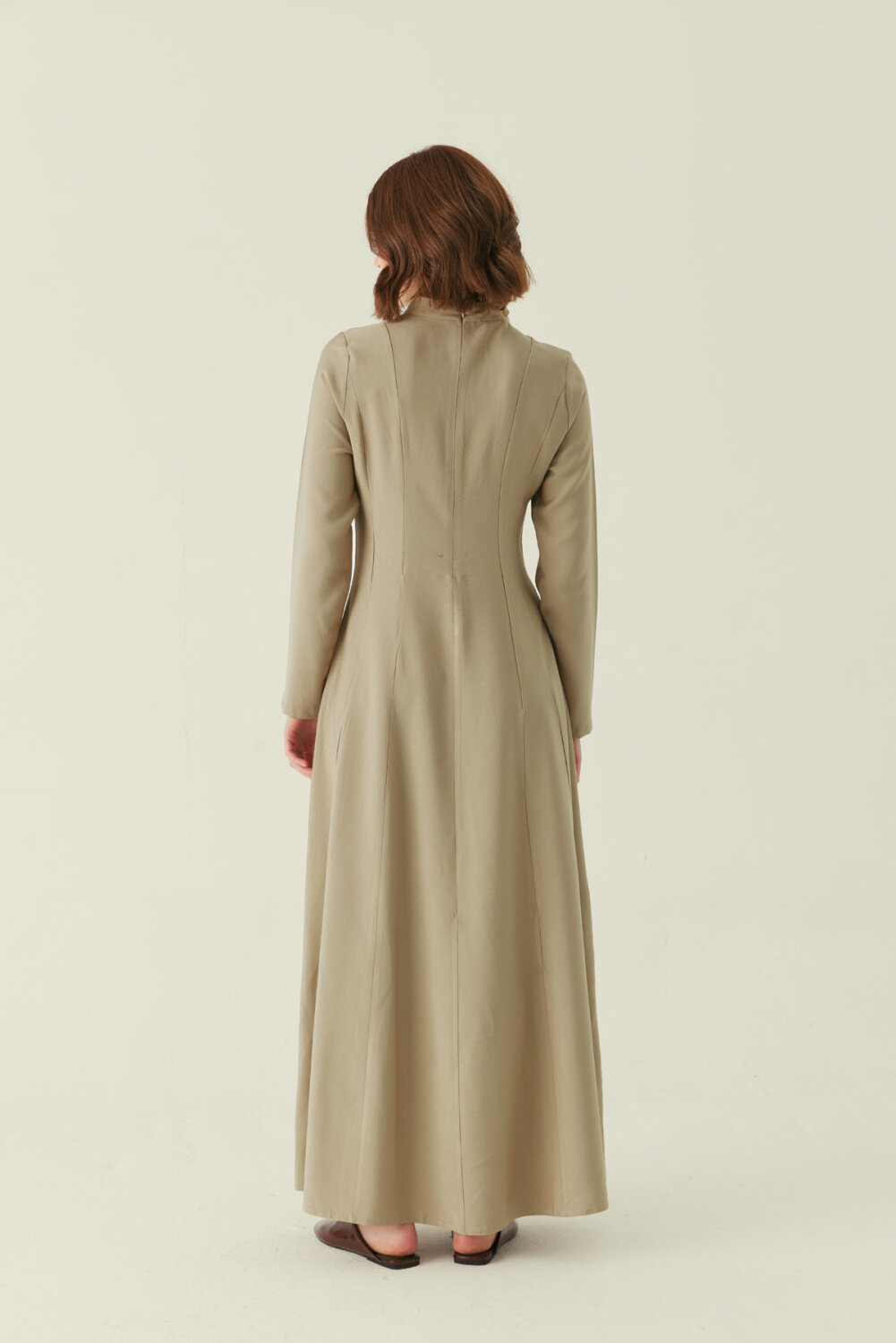 Panel Seam Tencel Dress – Soft Khaki - 3