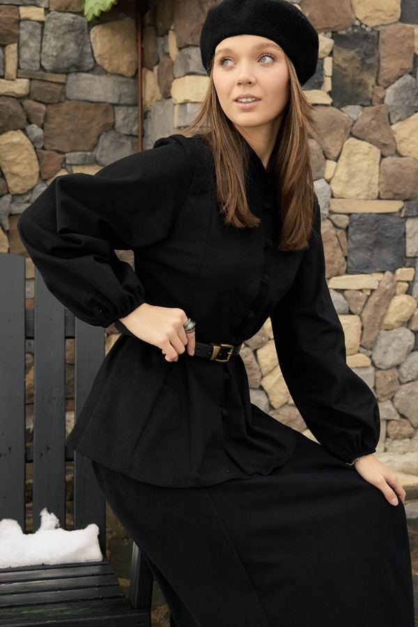 Panel-Stitched Shirt Black - 7