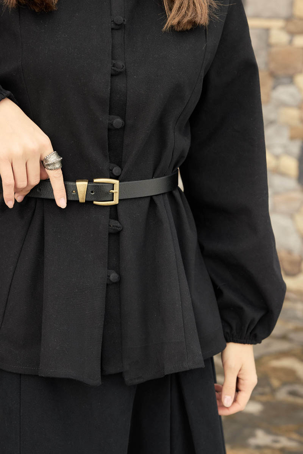 Panel-Stitched Shirt Black - 9