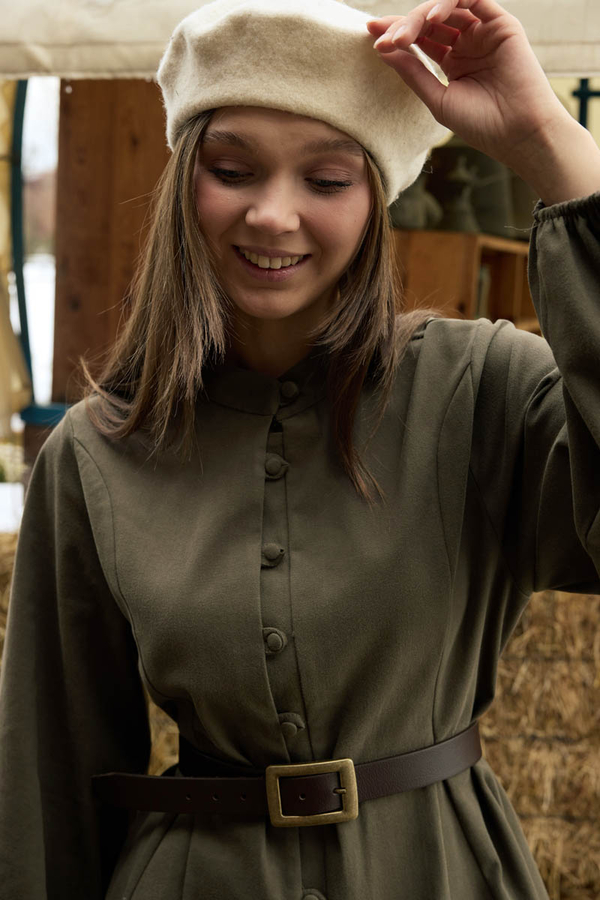 Panel-Stitched Shirt Khaki - 6