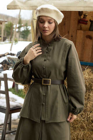 Panel-Stitched Shirt Khaki - 8