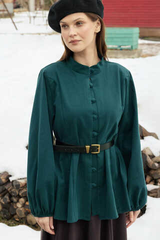 Panel-Stitched Shirt Petrol - 2