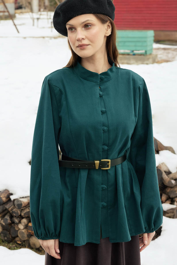 Panel-Stitched Shirt Petrol (1)