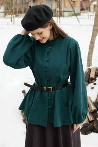 Panel-Stitched Shirt Petrol - 3