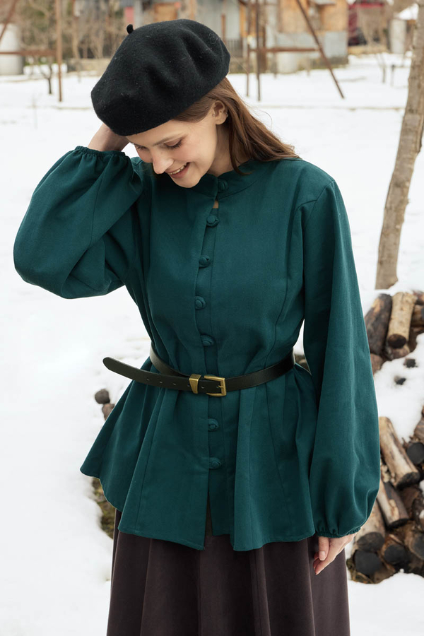 Panel-Stitched Shirt Petrol - 3