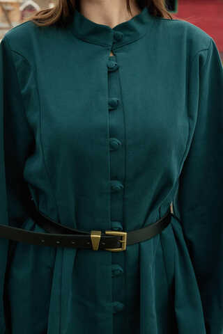 Panel-Stitched Shirt Petrol - 6