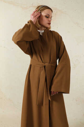Pantolonlu Abaya Takım Kahverengi - 2