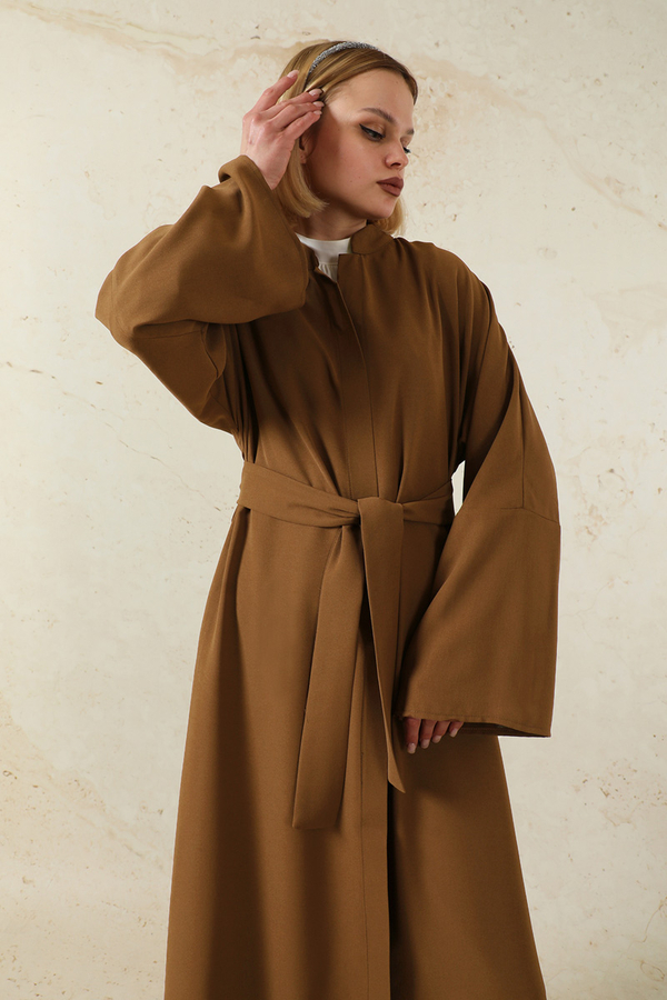 Pantolonlu Abaya Takım Kahverengi - 2