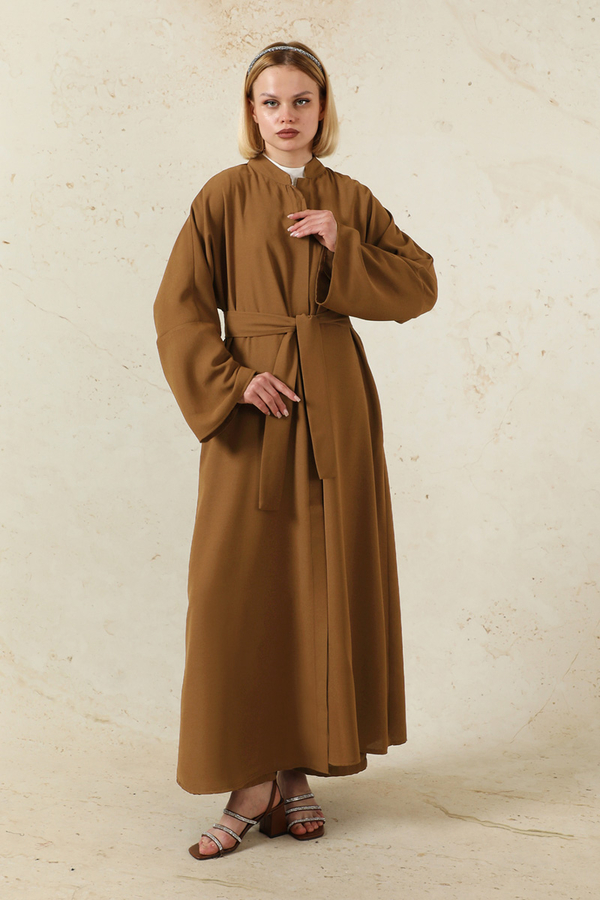 Pantolonlu Abaya Takım Kahverengi - 3