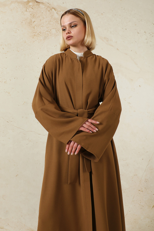 Pantolonlu Abaya Takım Kahverengi - 4