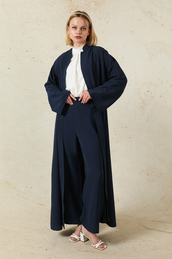 Pantolonlu Abaya Takım Lacivert - 1