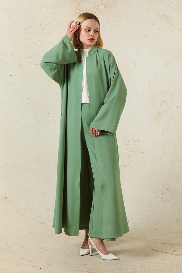 Pantolonlu Abaya Takım Mint 