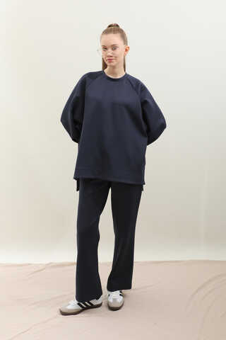 Pantolonlu Sweat Takım Lacivert - 1