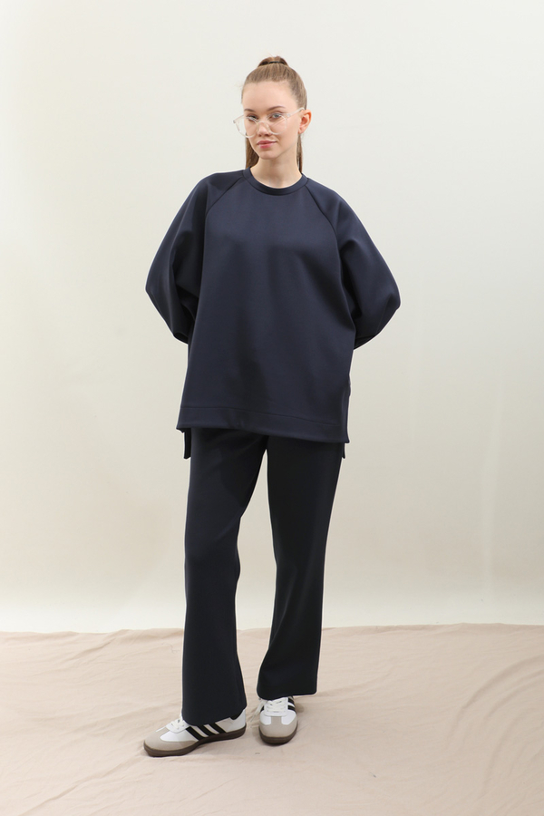 Pantolonlu Sweat Takım Lacivert - 1