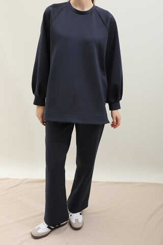 Pantolonlu Sweat Takım Lacivert - 4