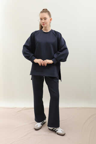 Pantolonlu Sweat Takım Lacivert - 3