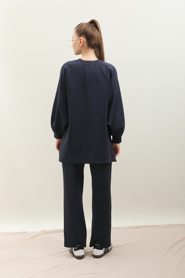 Pantolonlu Sweat Takım Lacivert - 7