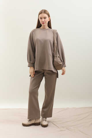 Pantolonlu Sweat Takım Vizon - 2