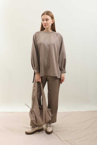 Pantolonlu Sweat Takım Vizon - 5