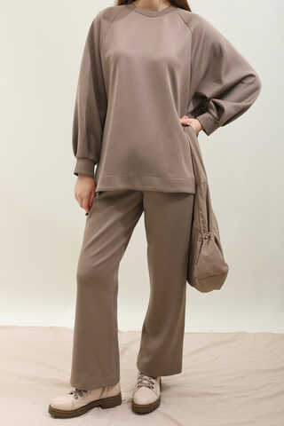 Pantolonlu Sweat Takım Vizon - 6