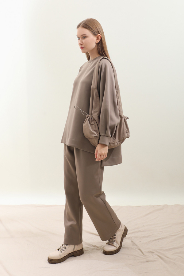 Pantolonlu Sweat Takım Vizon - 3