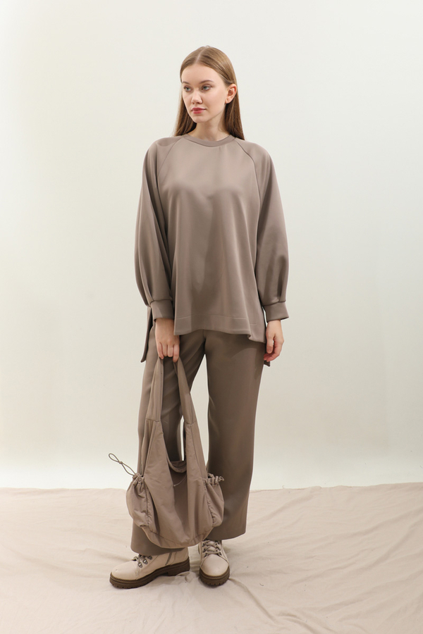 Pantolonlu Sweat Takım Vizon - 5