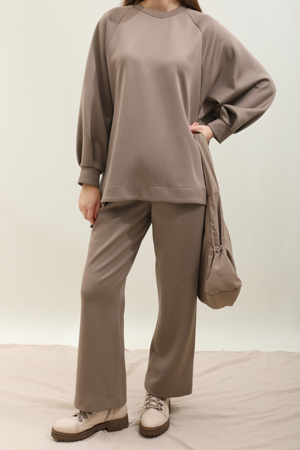 Pantolonlu Sweat Takım Vizon - 6