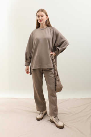 Pantolonlu Sweat Takım Vizon - 7