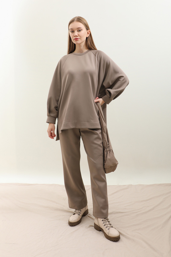 Pantolonlu Sweat Takım Vizon - 7