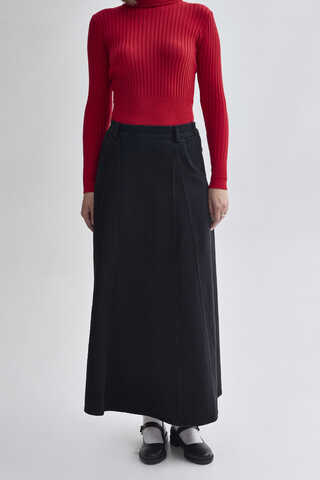 Parça Detaylı Denim Etek Siyah - 2