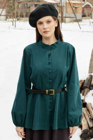 Parça Dikişli Gömlek Petrol - 1