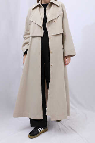 Parçalı Kloş Trençkot Taş - 2