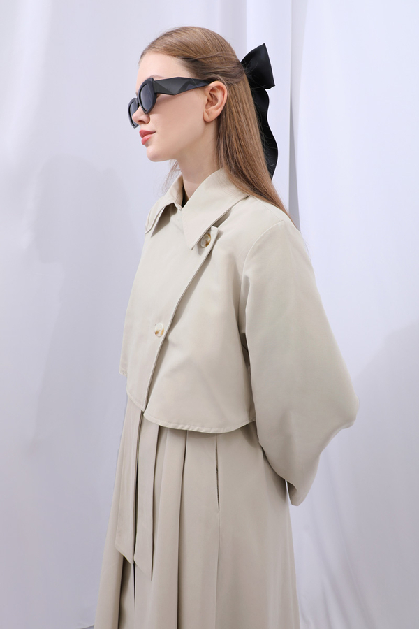 Parçalı Kloş Trençkot Taş - 10