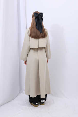 Parçalı Kloş Trençkot Taş - 12