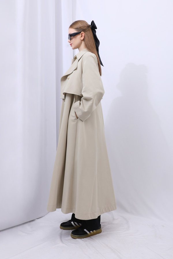 Parçalı Kloş Trençkot Taş - 4