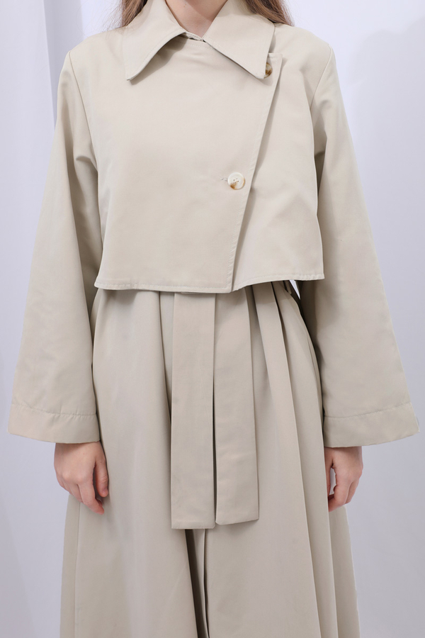 Parçalı Kloş Trençkot Taş - 9