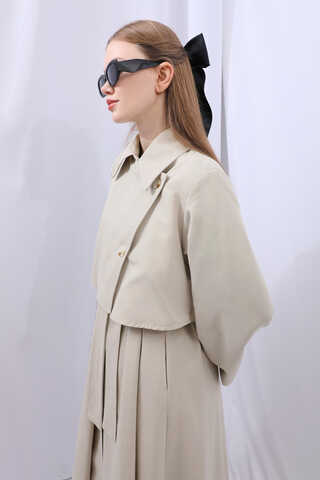 Parçalı Kloş Trençkot Taş - 10