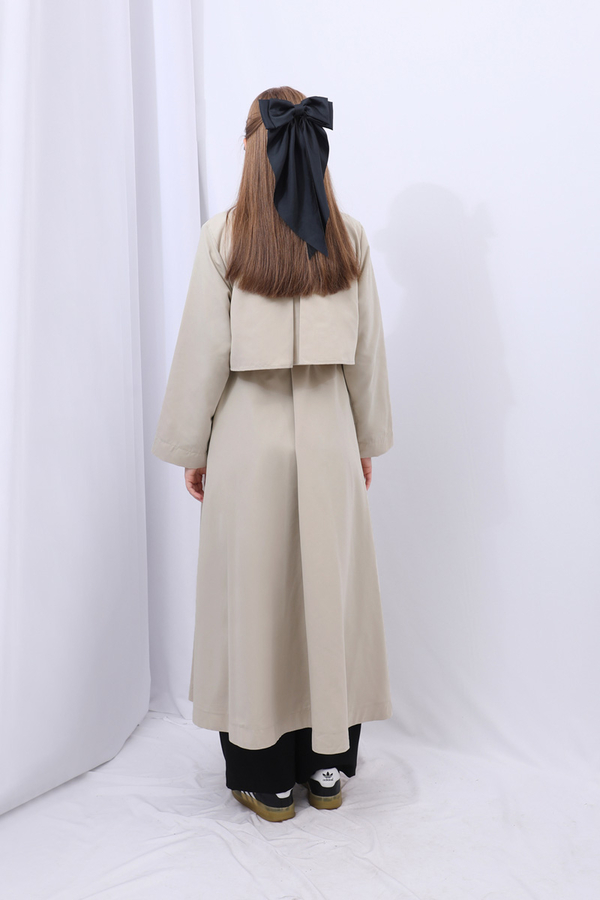 Parçalı Kloş Trençkot Taş - 12