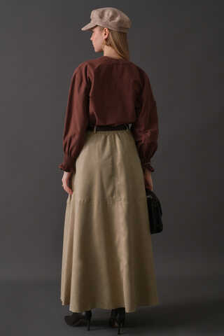 Parçalı Süet Etek Taş - 13