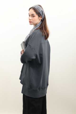 Parmak Geçirme Detaylı Sweatshirt Antrasit - 10