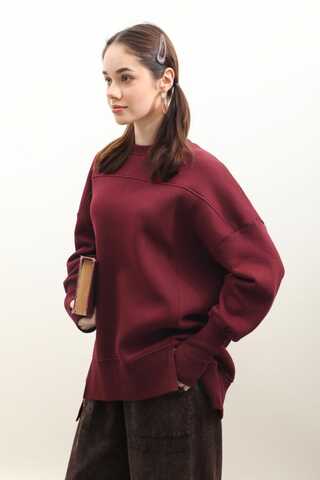 Parmak Geçirme Detaylı Sweatshirt Bordo - 1