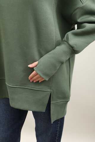 Parmak Geçirme Detaylı Sweatshirt Haki - 3