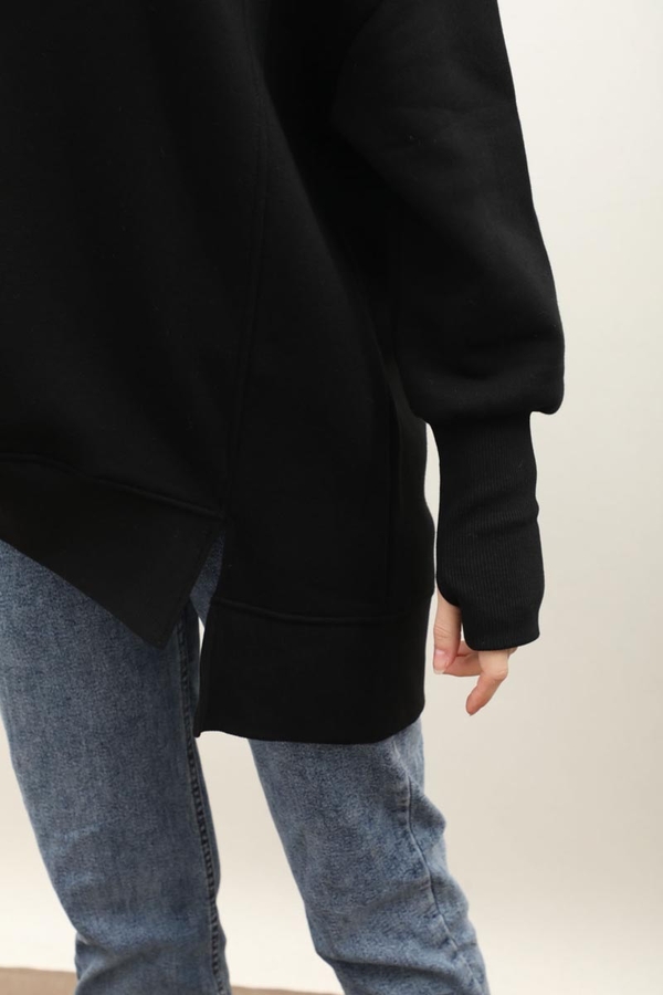 Parmak Geçirme Detaylı Sweatshirt Siyah - 4