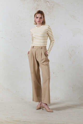 Parmaklı Çizgili Body Camel - 2