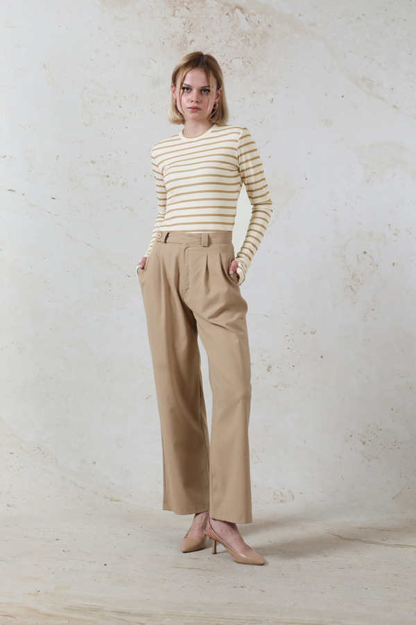 Parmaklı Çizgili Body Camel - 2